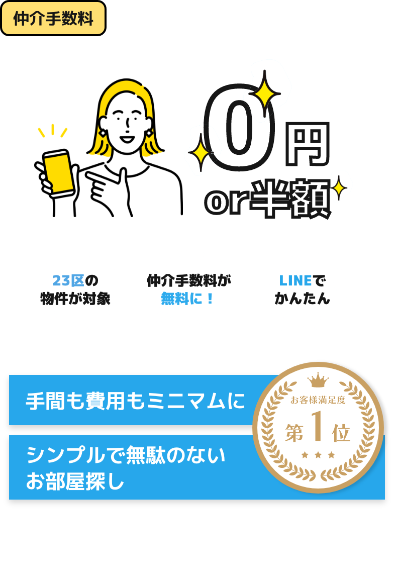 仲介手数料が0円または半額